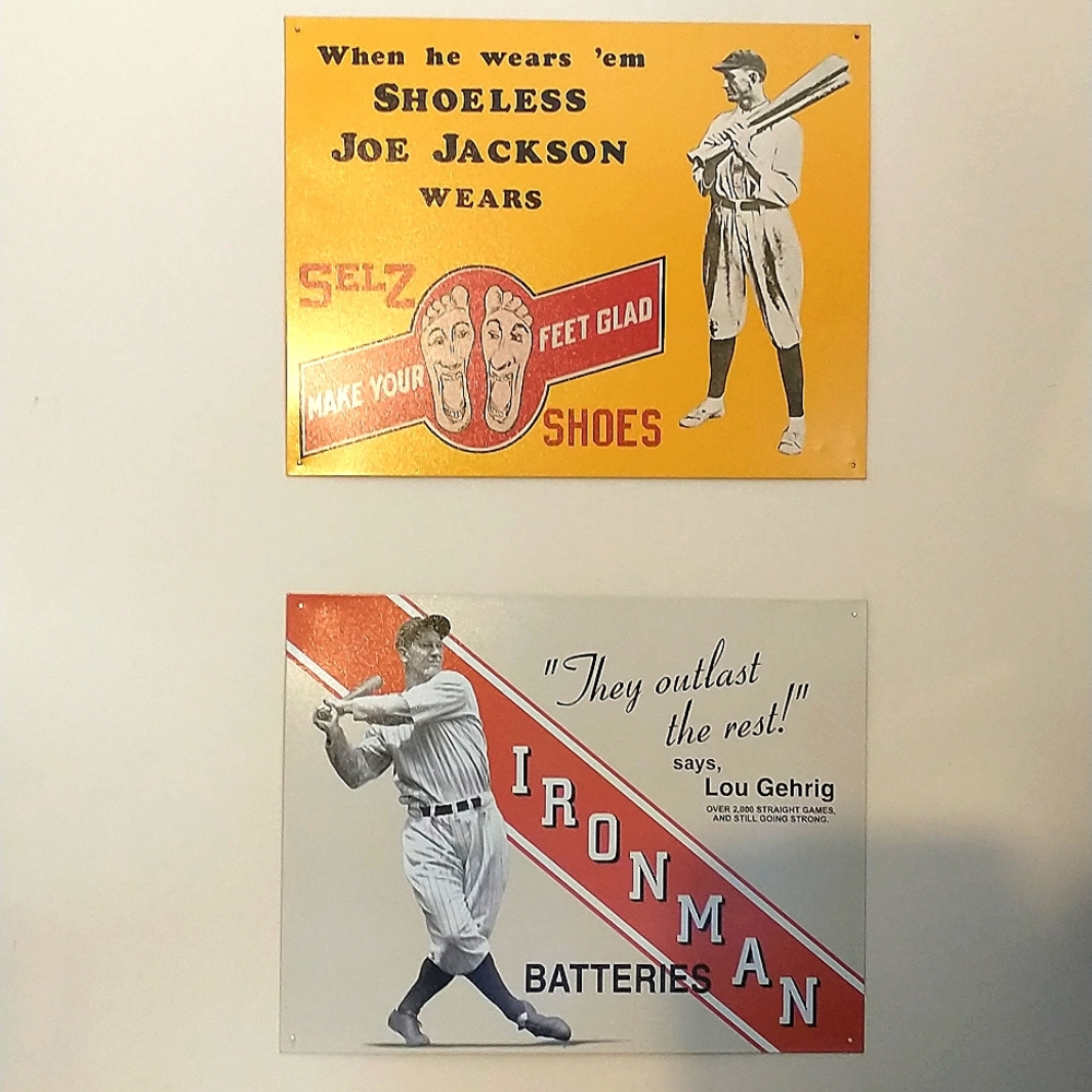 Set of 2 Metal Baseball Signs